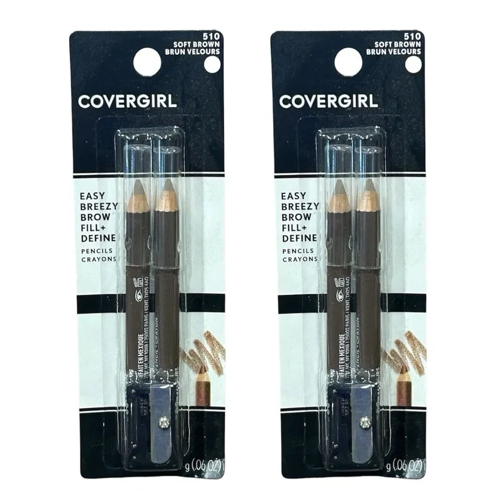 2x CoverGirl Easy Breezy Brow Fill Eye Pencils 510 Soft Brown